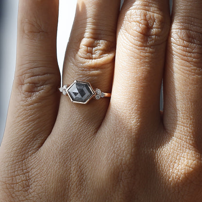 Elongated Hexagon Engagement Ring