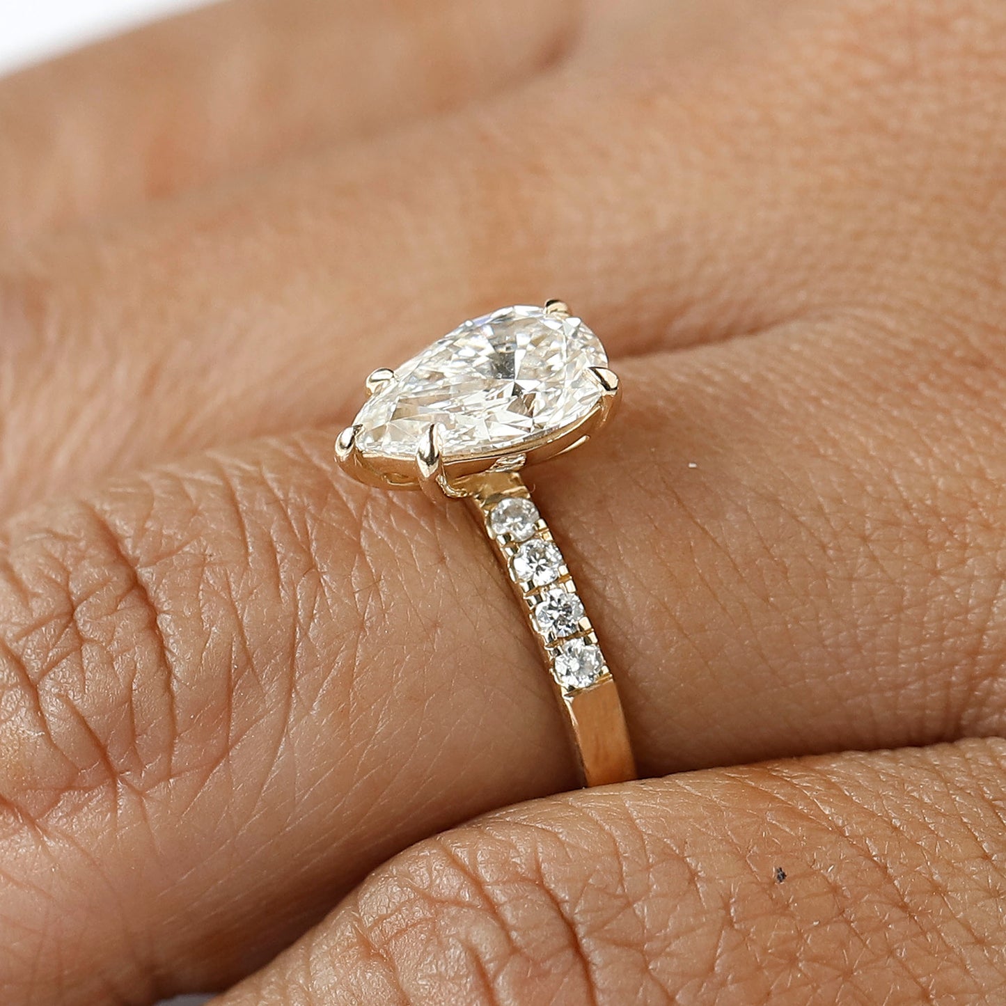 1.50 CT Pear Cut Lab Diamond Engagement Ring