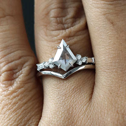 14K White Gold Wish Bone Wedding Band For Her