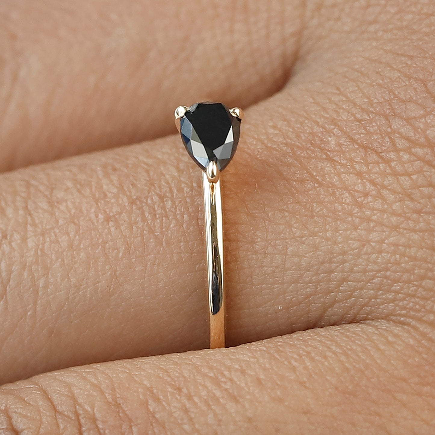 Black Diamond East West Pear Diamond Ring