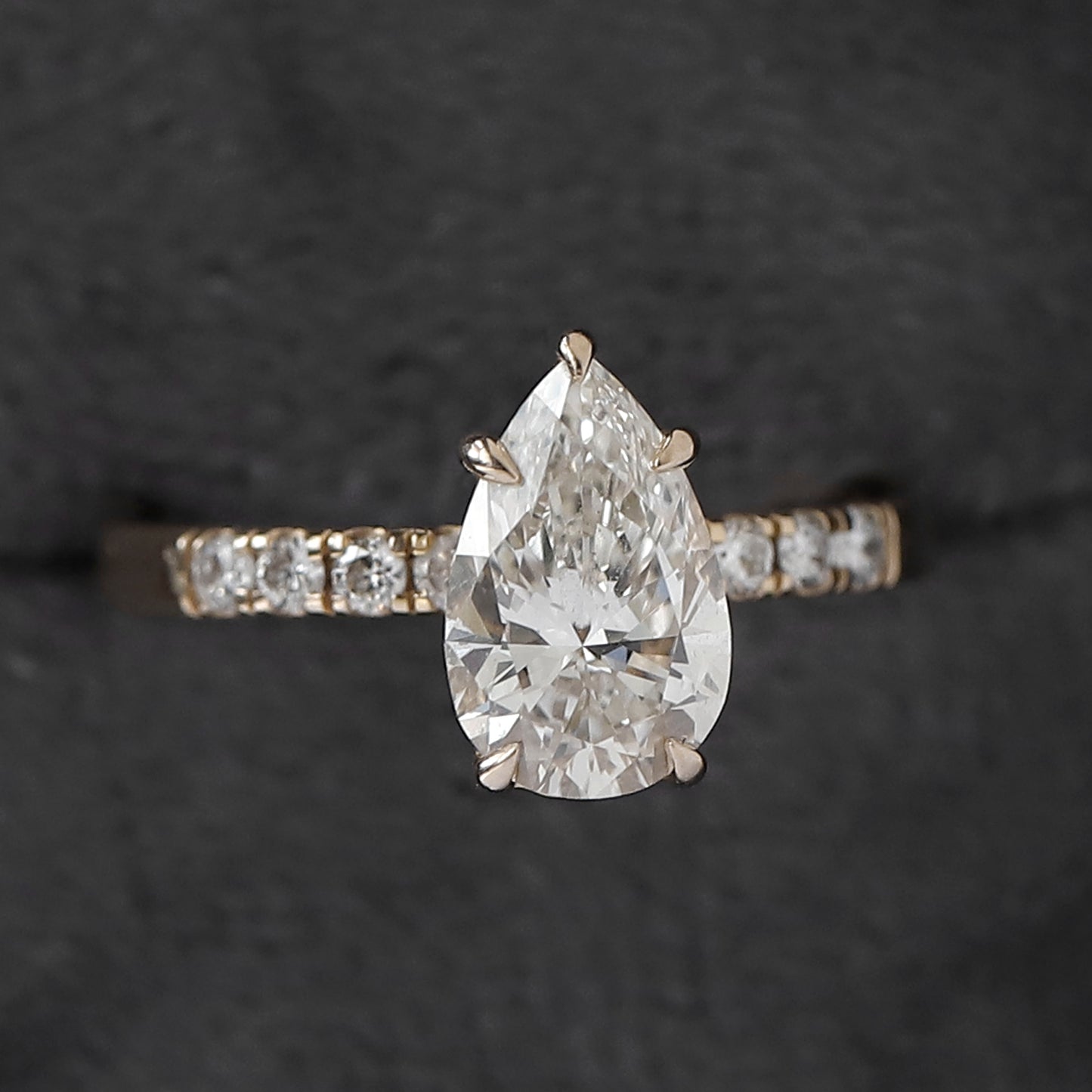 1.50 CT Pear Cut Lab Diamond Engagement Ring