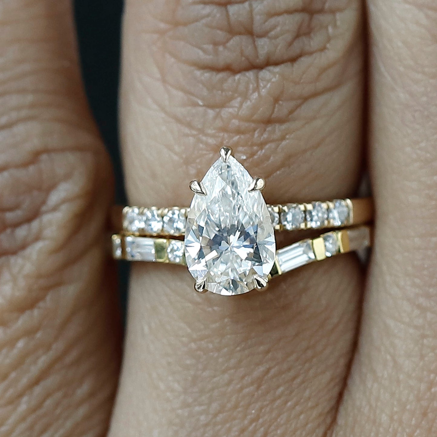 14 K Rose Gold Curved Diamond Wedding Band For Her