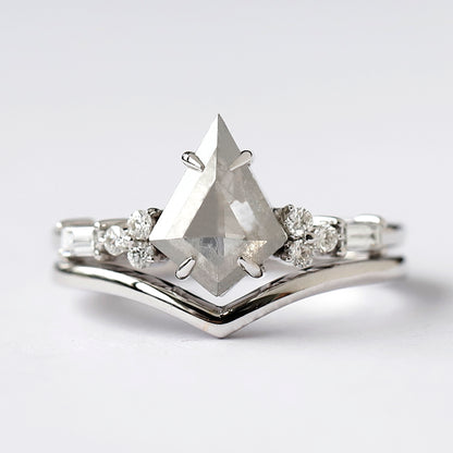 14K White Gold Wish Bone Wedding Band For Her