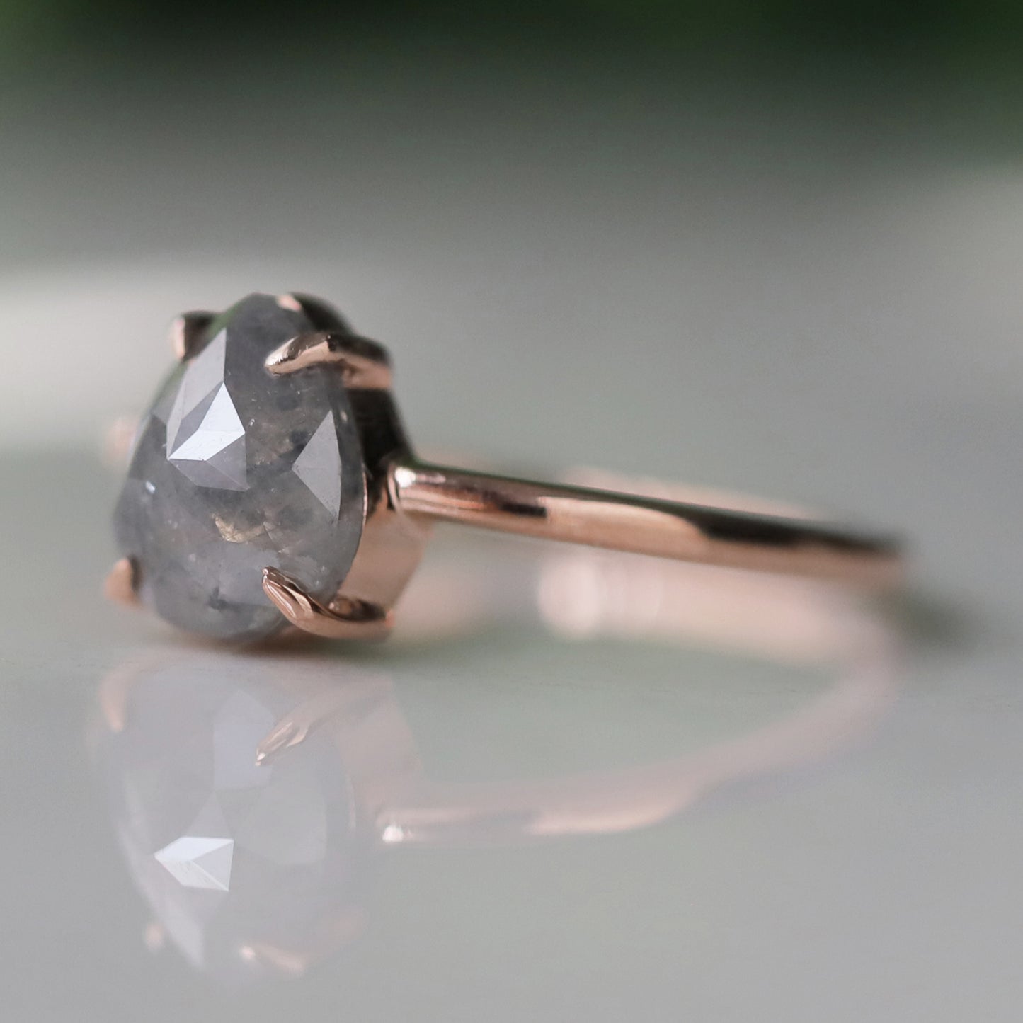 Pear Grey Diamond Ring