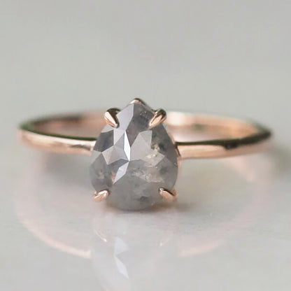 Pear Grey Diamond Ring