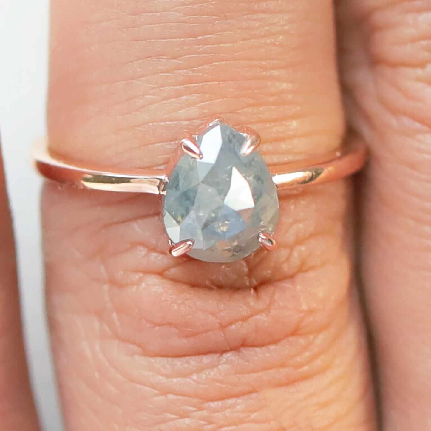 Pear Grey Diamond Ring