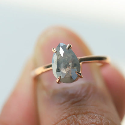 Pear Grey Diamond Ring