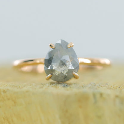 Pear Grey Diamond Ring