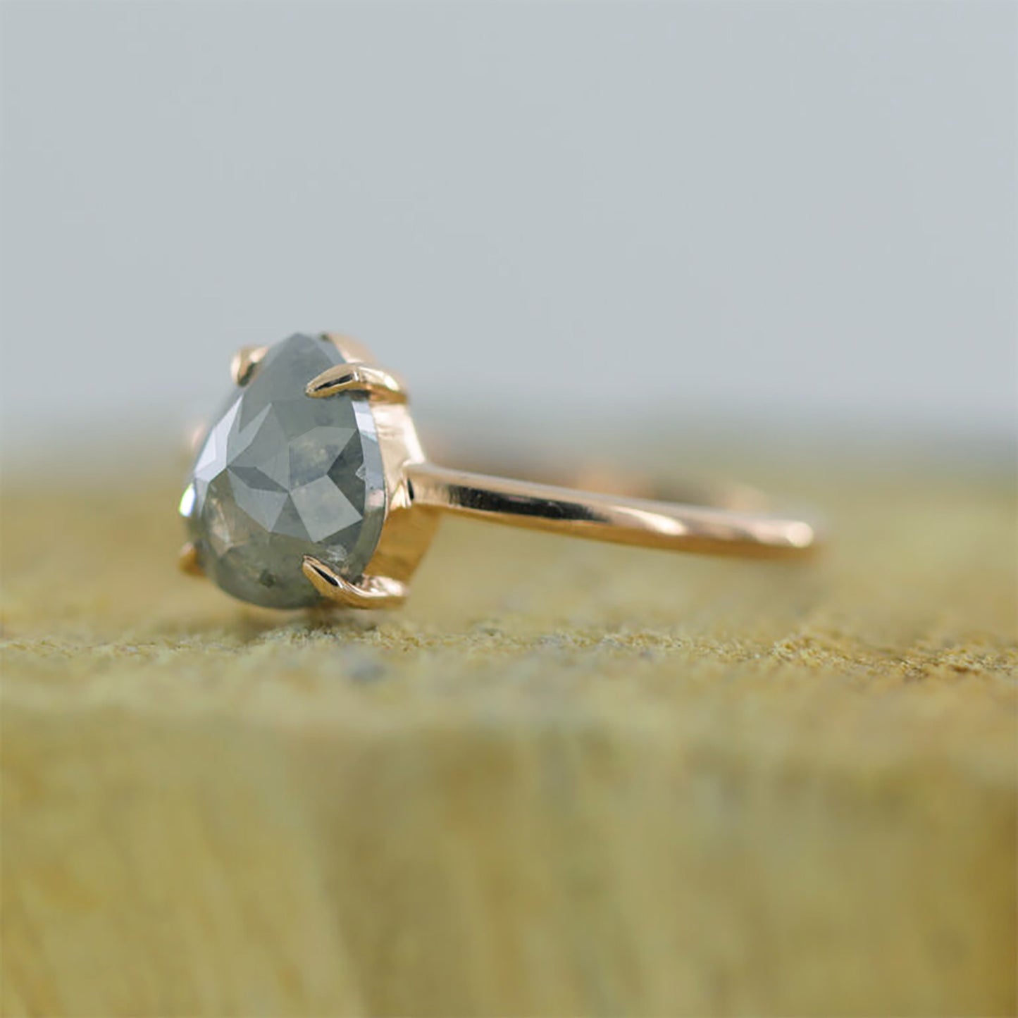 Pear Grey Diamond Ring