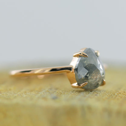 Pear Grey Diamond Ring