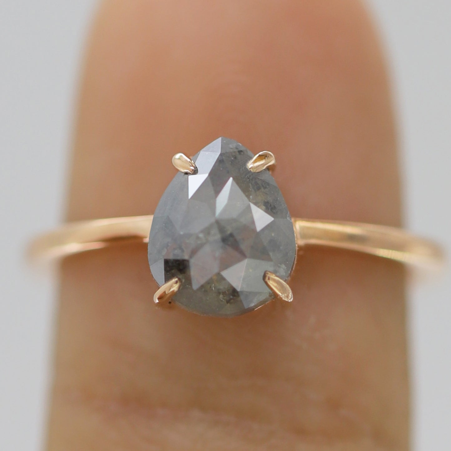 Pear Grey Diamond Ring