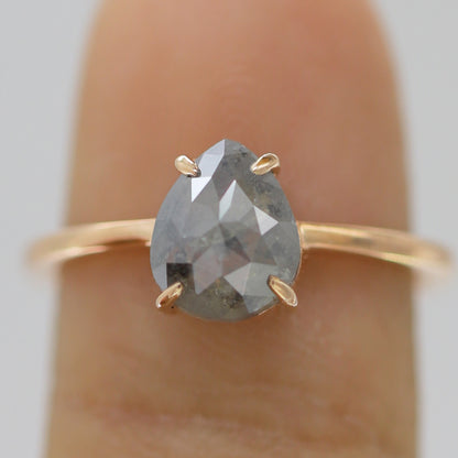 Pear Grey Diamond Ring