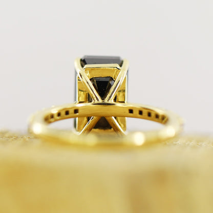 emerald cut black diamond ring