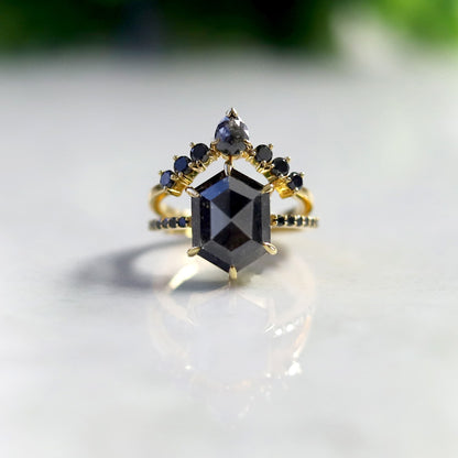 hexagon diamond engagement ring