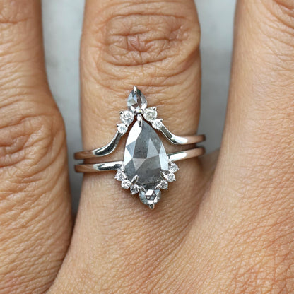 Salt and Pepper Pear Sunburst Diamond Ring