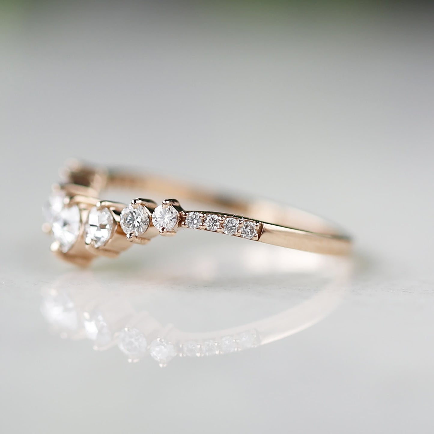 Rose cut Diamond Wedding Band