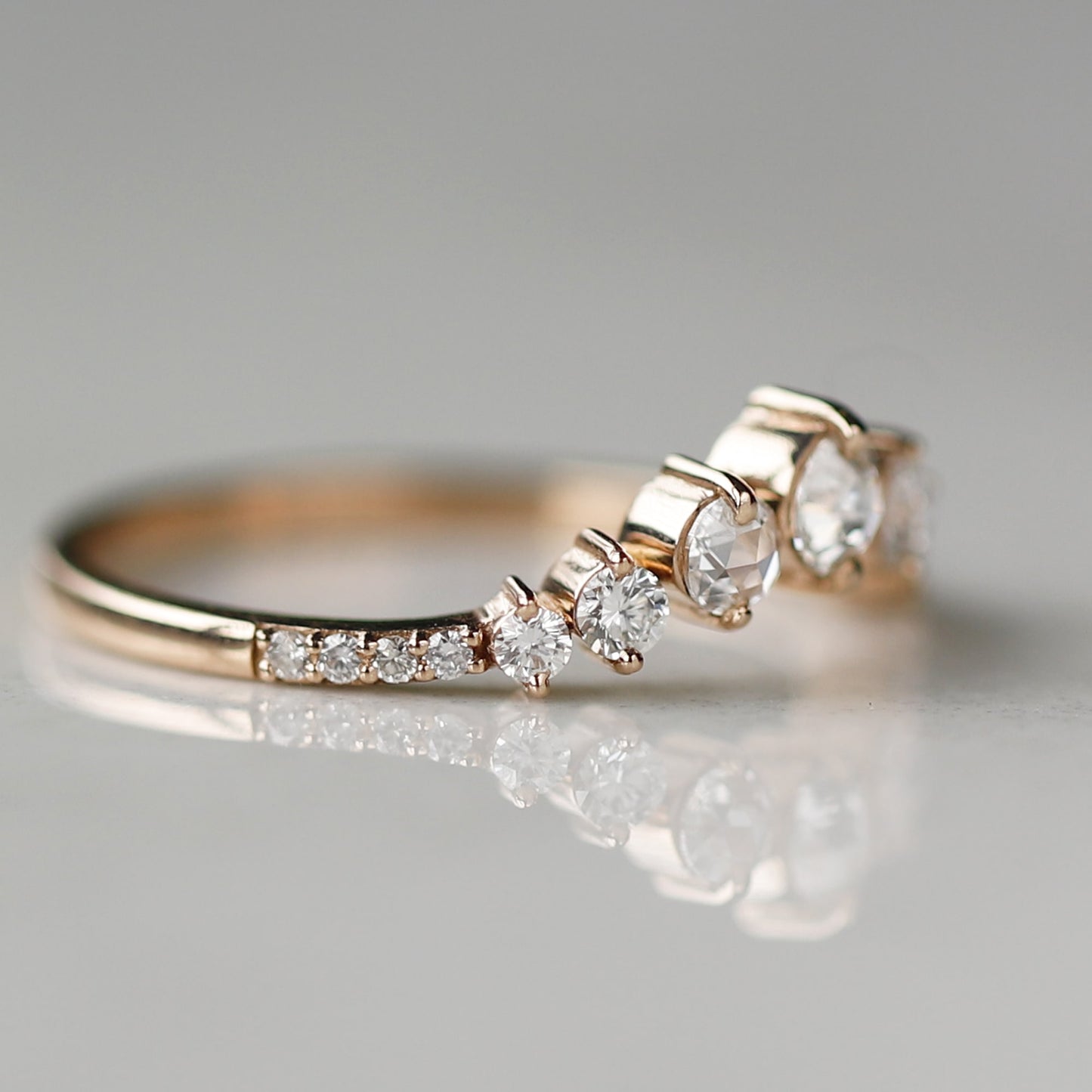 Rose cut Diamond Wedding Band