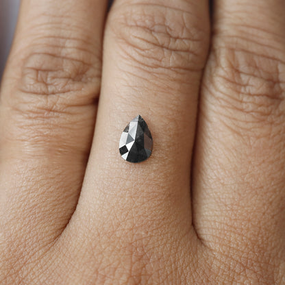 0.85 CT Gray Black Color Pear Shape Natural Salt and Pepper Diamond For Custom Engagement Ring