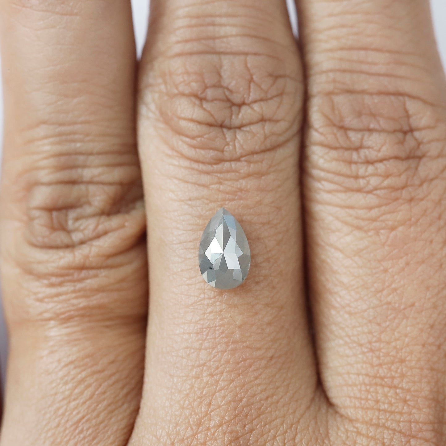 1.38 CT Pear Shape Natural Light Gray Color Salt and Pepper Diamond For Custom Engagement Rings