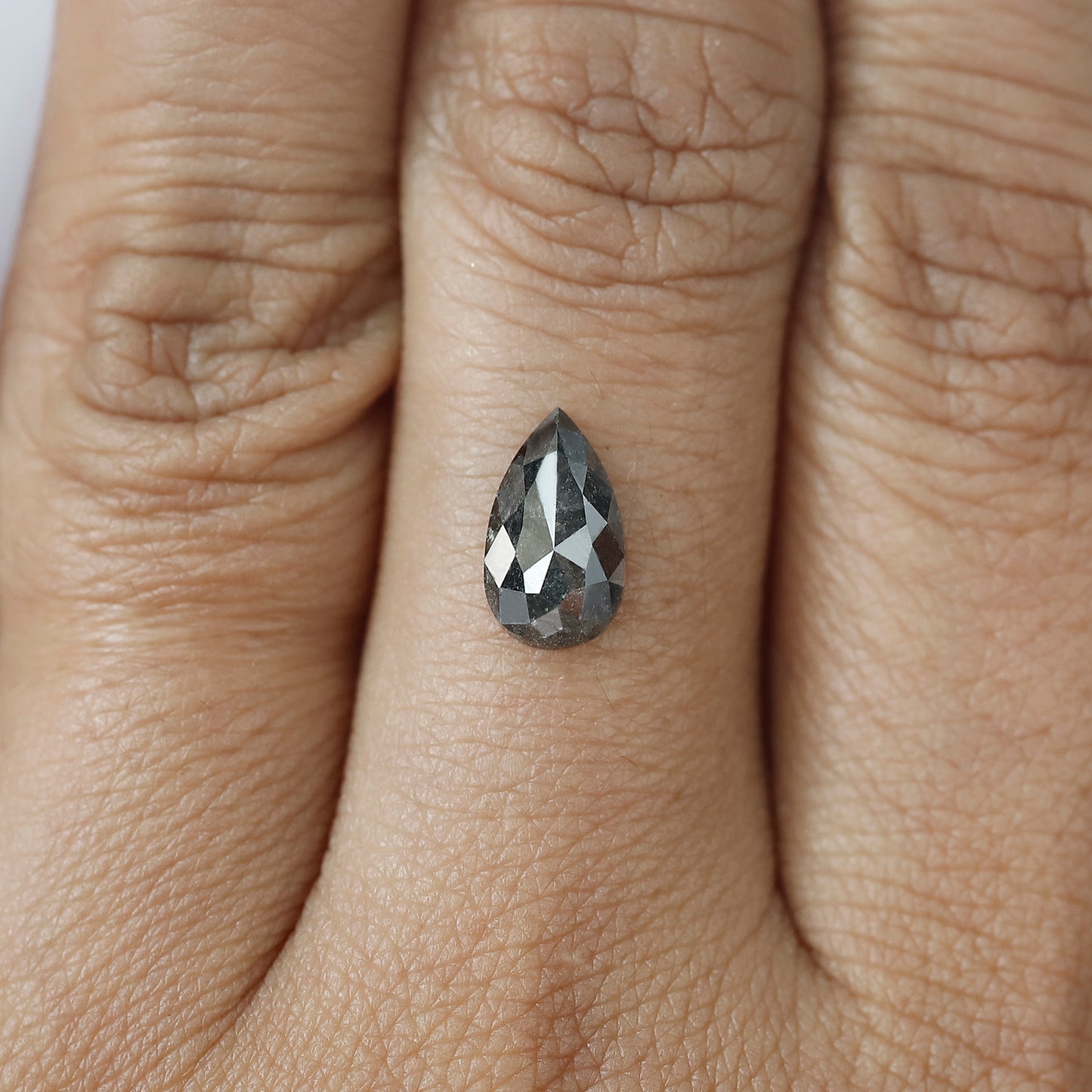 1.37 CT Natural Black Elongated Pear Shaped Salt and Pepper Diamond For Custom Engagement Ring