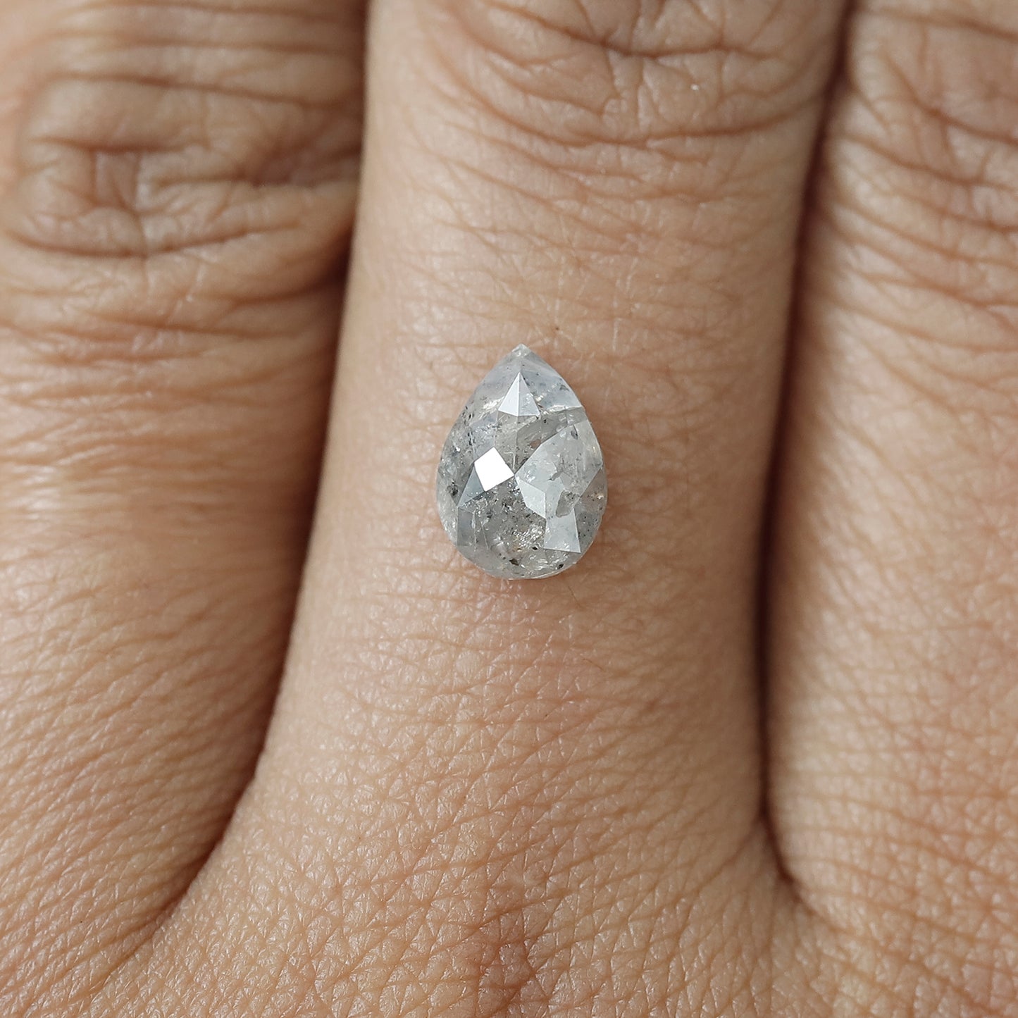 1.52 CT Natural Gray Color Pear Shaped salt and Pepper Diamond For Custom Engagement Rings