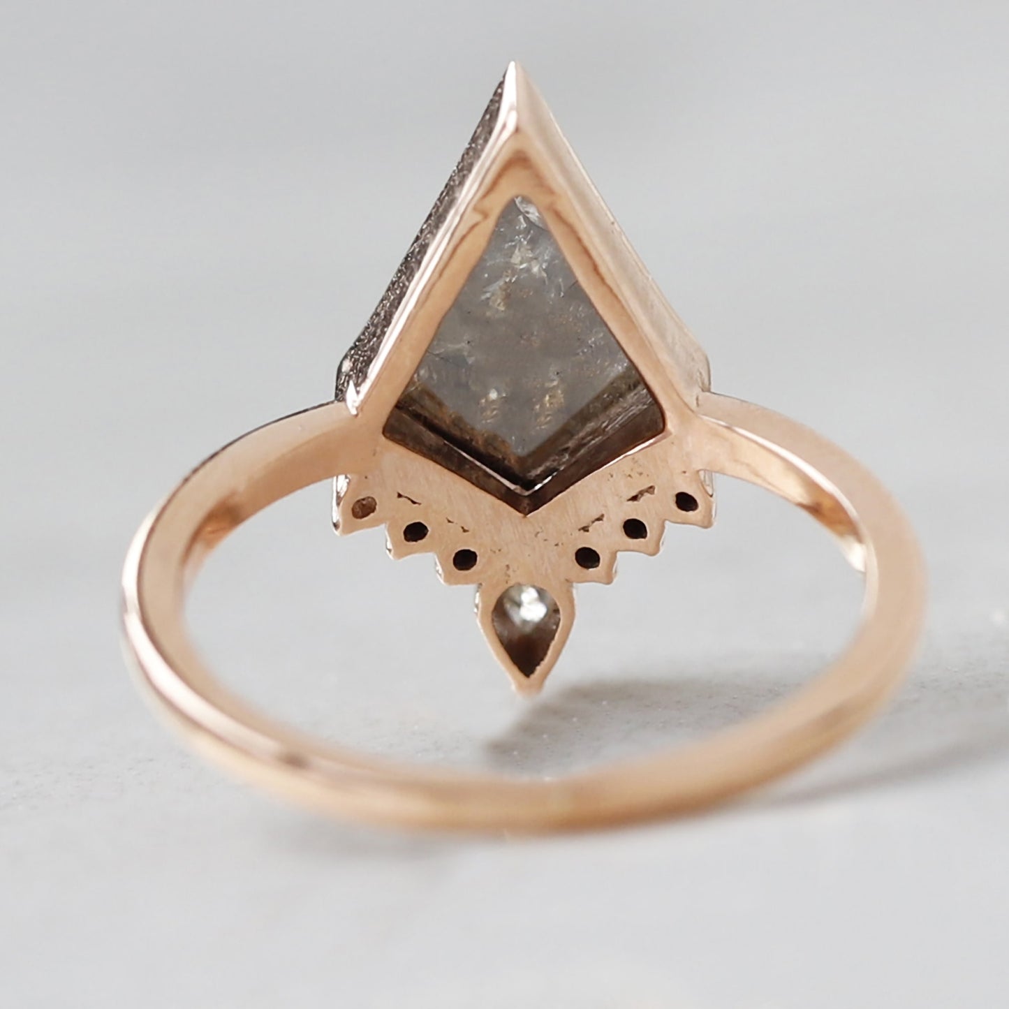 kite shaped salt and pepper diamond ring