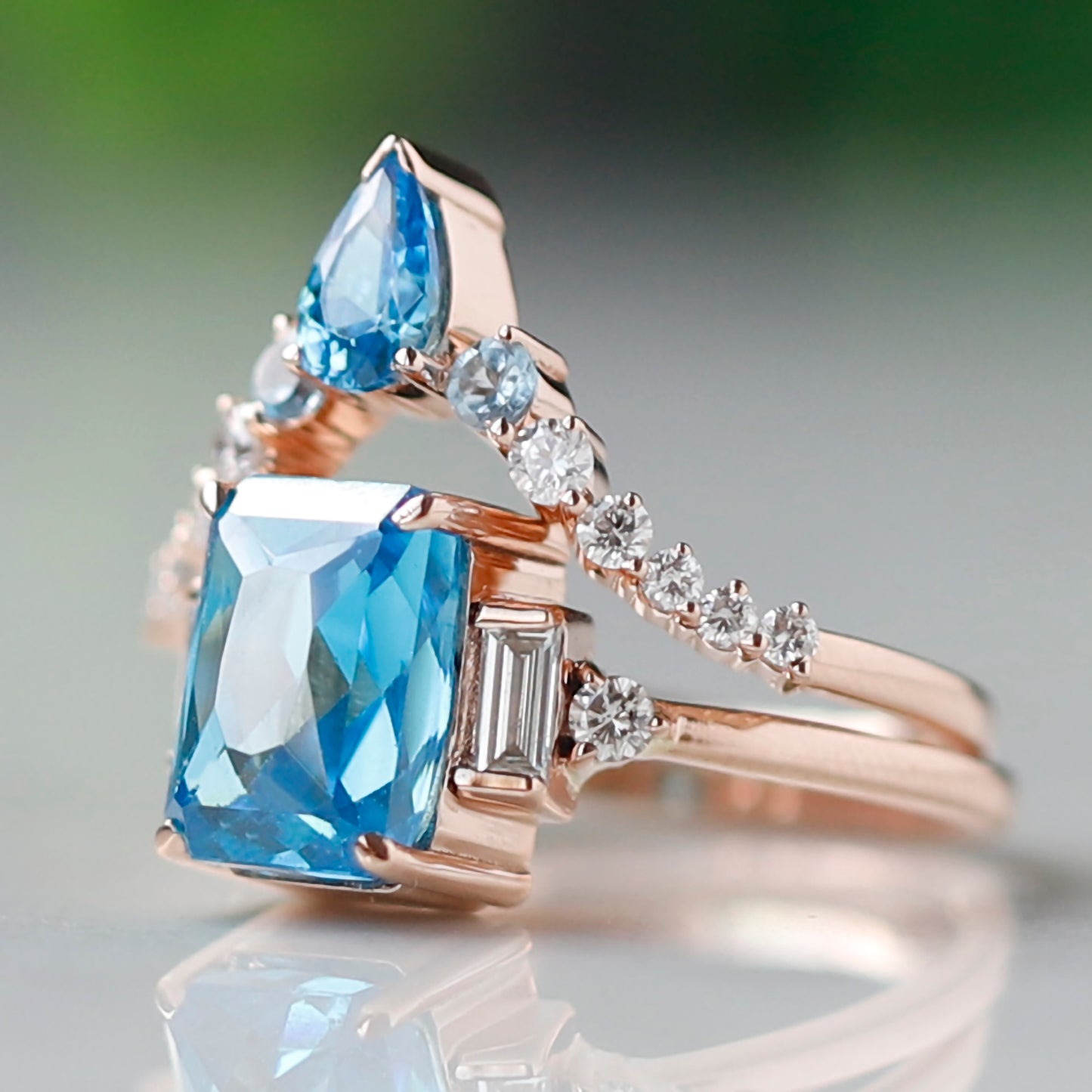 rose gold blue sapphire ring