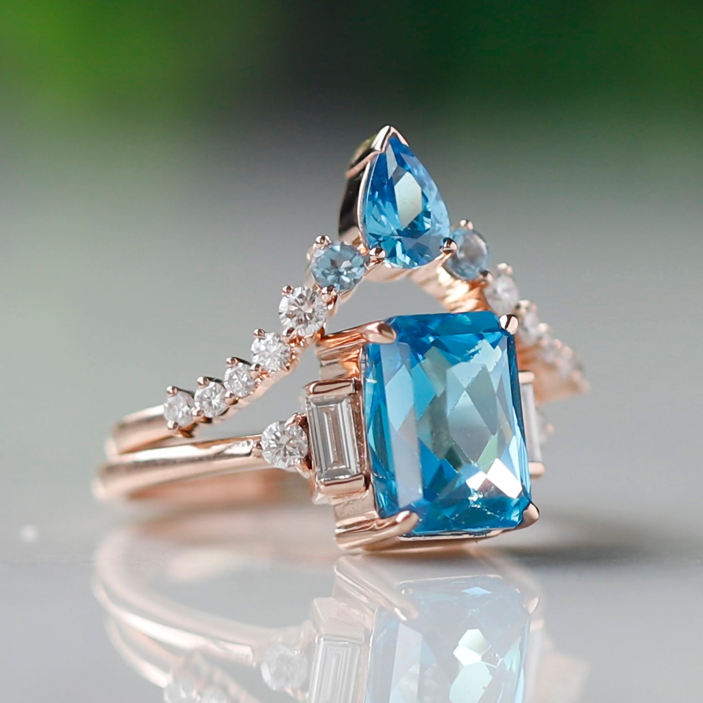 rose gold blue sapphire ring