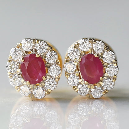 14 k yellow gold ruby earrings