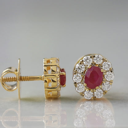 14 k yellow gold ruby earrings