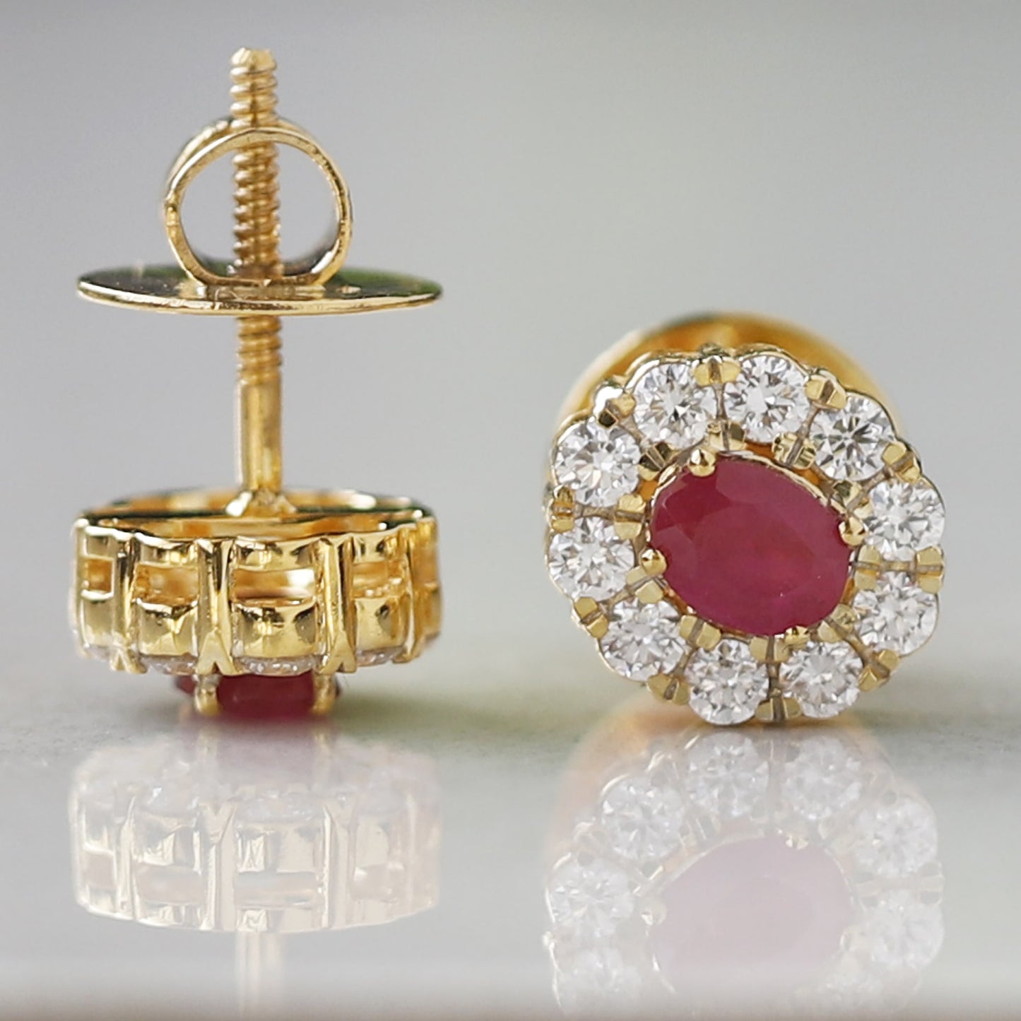 14 k yellow gold ruby earrings