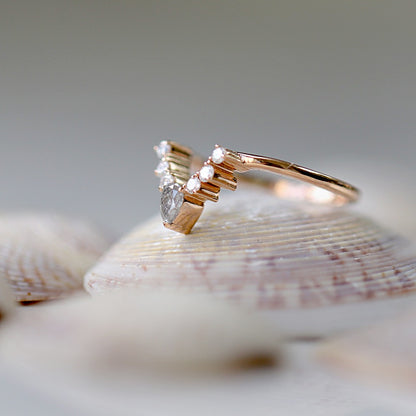 Salt and Pepper Diamond Chevron Ring