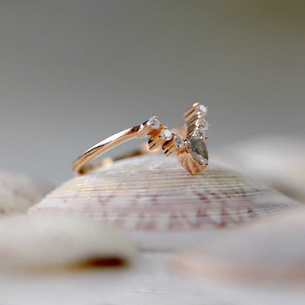 Salt and Pepper Diamond Chevron Ring