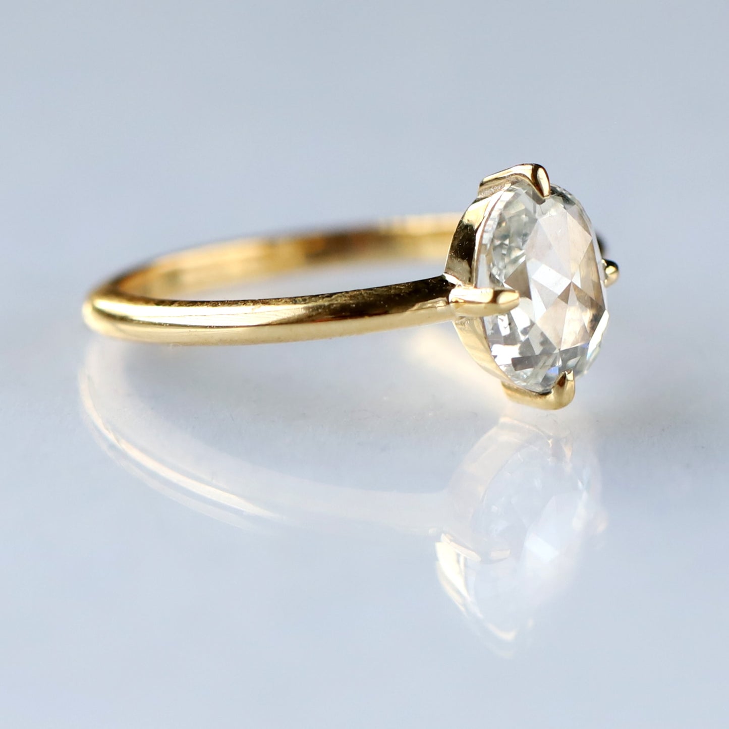 rose cut oval diamond ring