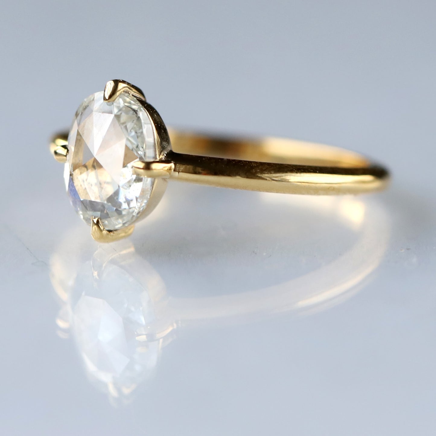 rose cut oval diamond ring