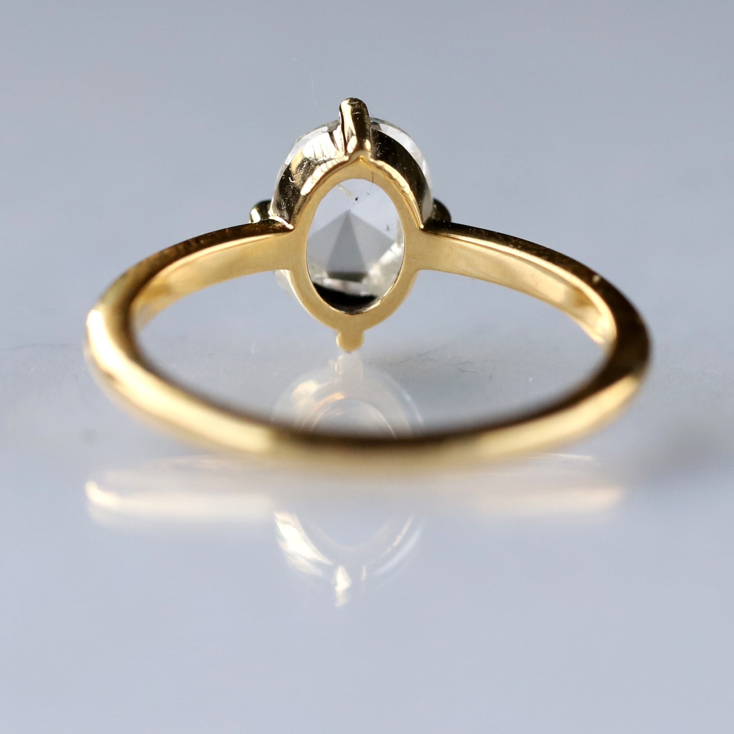 rose cut oval diamond ring