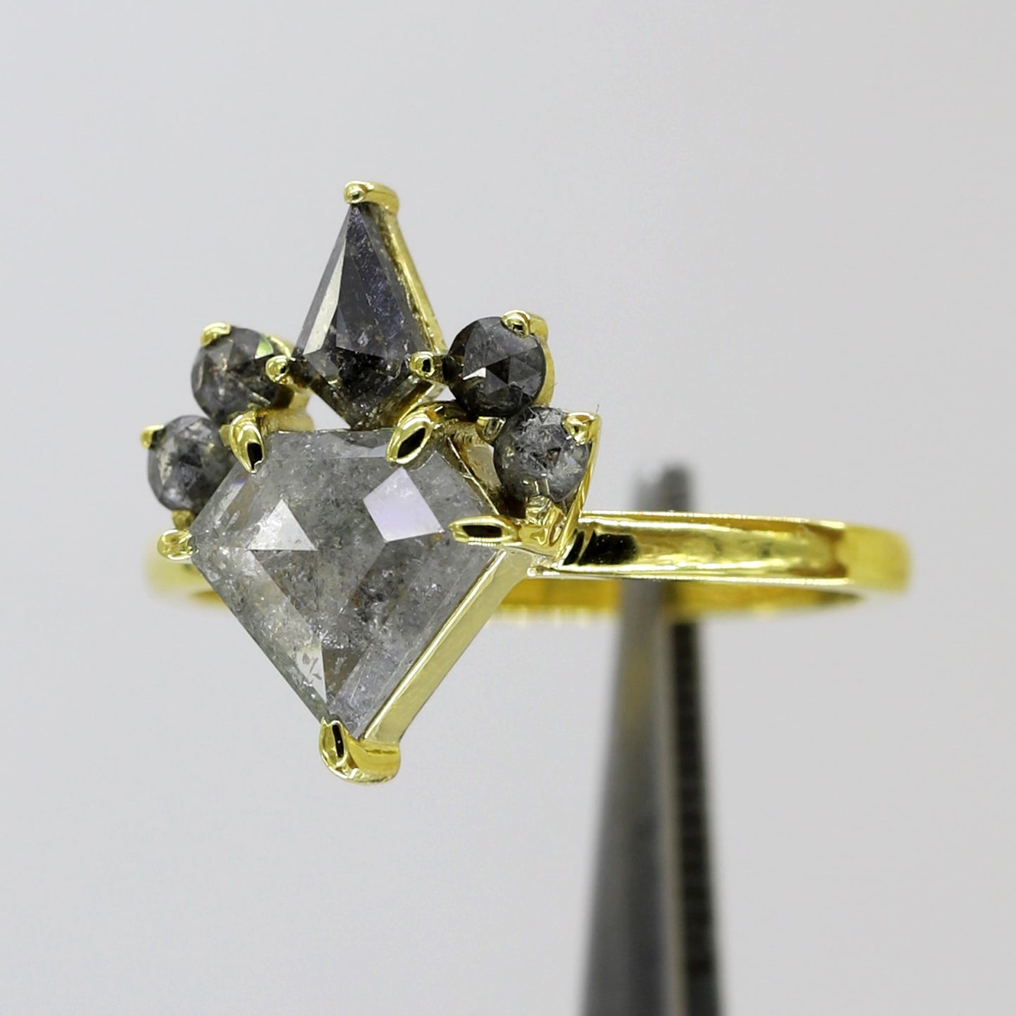 accent geometric square diamond ring