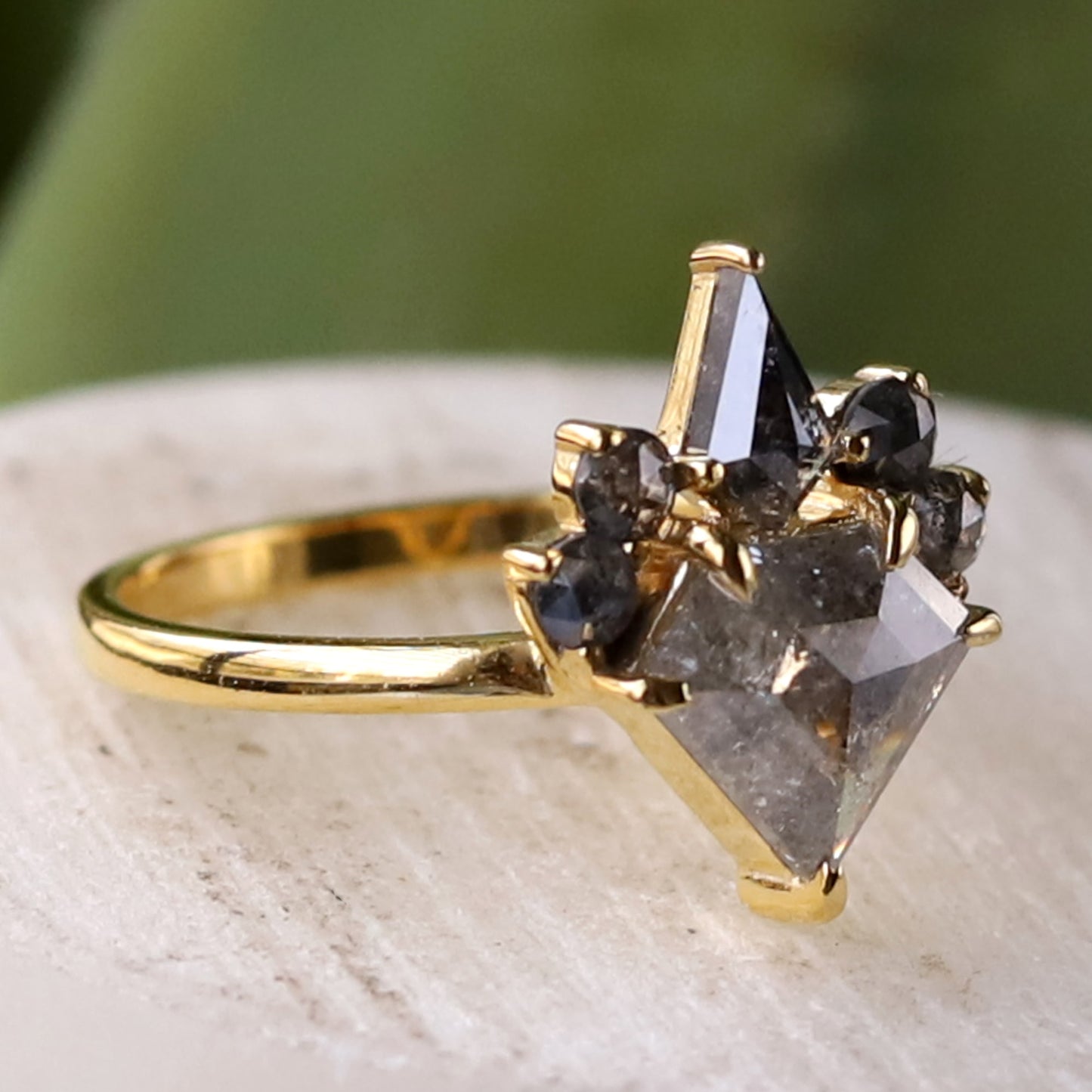 accent geometric square diamond ring