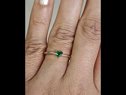 14 K Gold emerald heart ring For Her