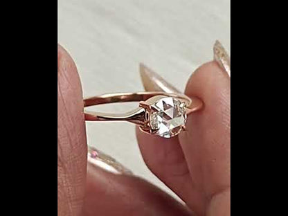 14 K Rose Gold Rose Cut Diamond Engagement Ring For Her