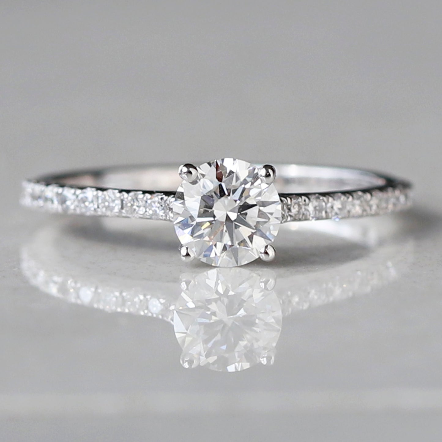 white gold lab created diamond ring